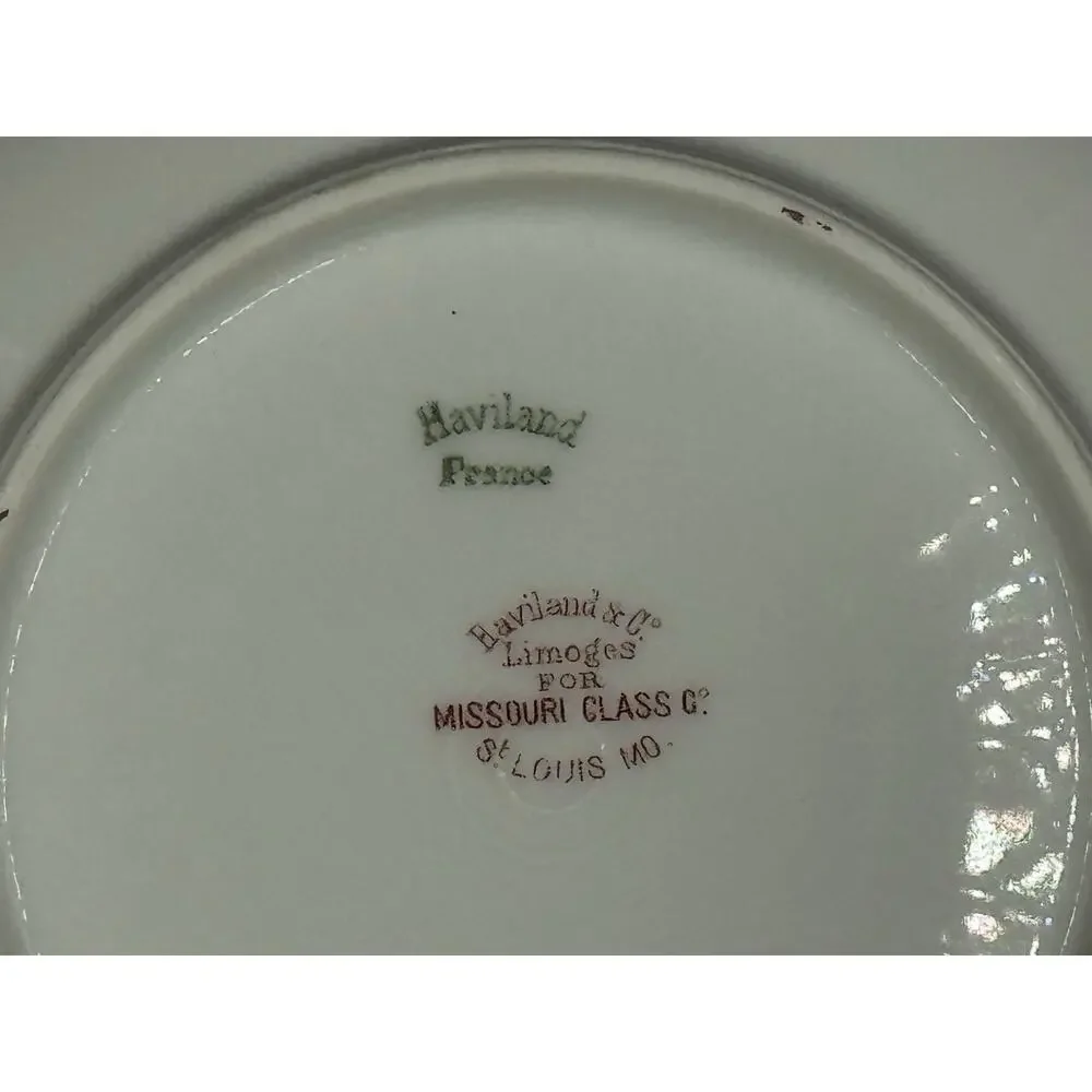 Haviland Limoges France Teacup & Saucer Crimson Red Gold Missouri Glass c1900’s